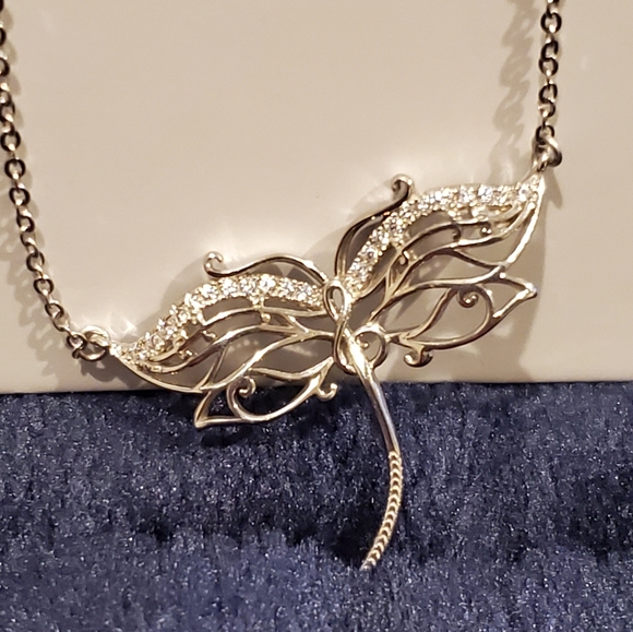 NEW Sterling Diamond Dragonfly Music(Treble Cleff)Note Necklace - Picture 2 of 10